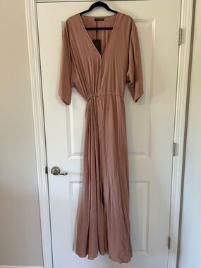 Erika Peña Bohemian V-Neck Maxi Dress in Mauve Blush M/L